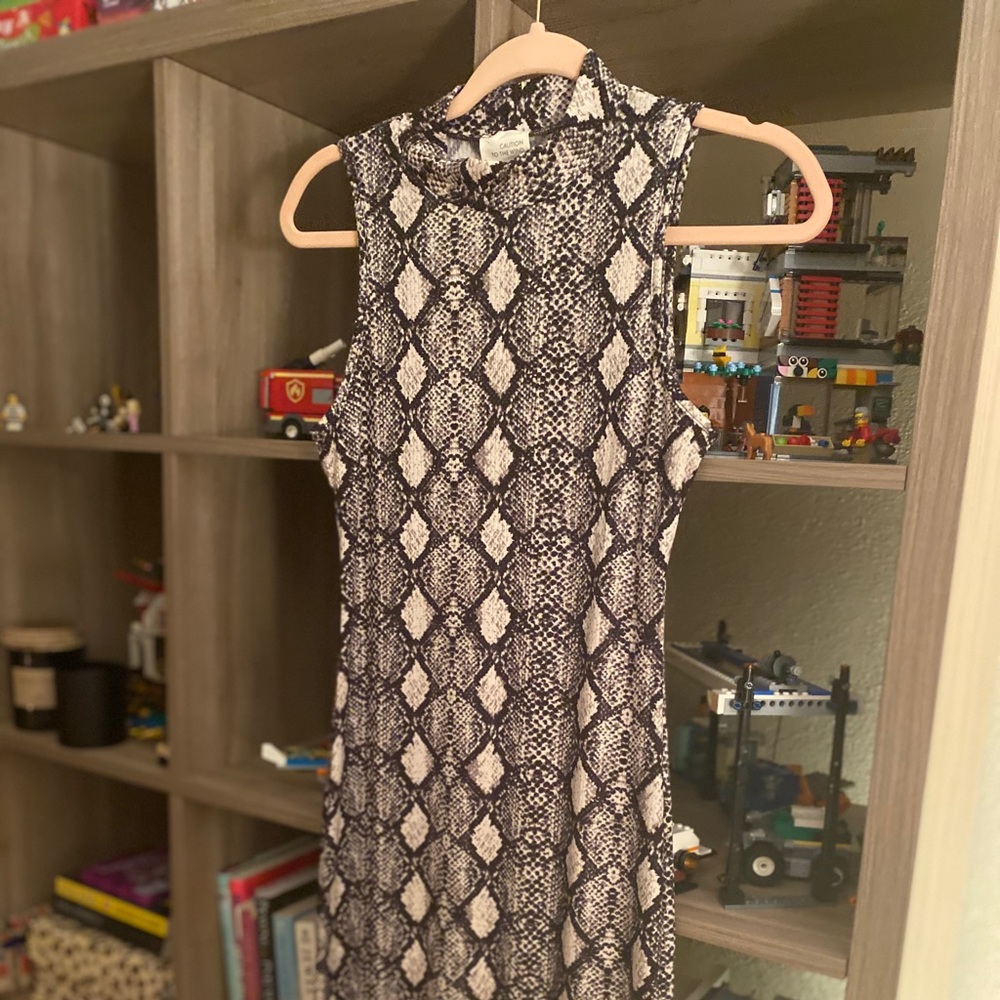 🤎 Caution to the Wind Midi Tank Dress Snakeskin S